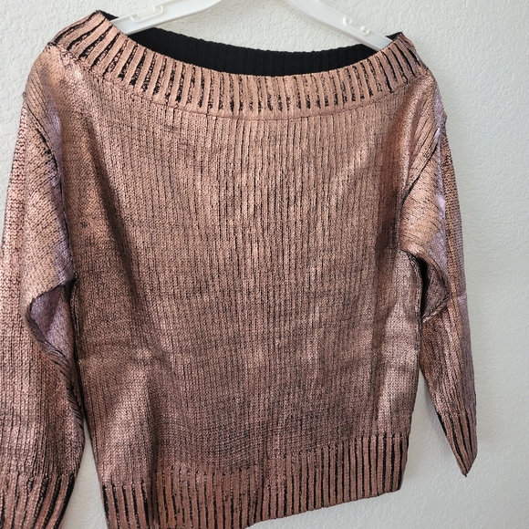 superdown Shiny Bronze Off-the-Shoulder Sweater - Picture 8 of 14
